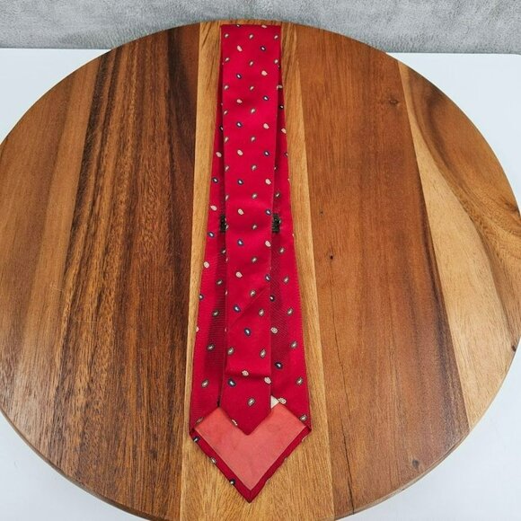 Yves Saint Laurent YSL Tie Red Blue Mini Paisley Print 100% Silk USA Made Gift - Picture 7 of 12